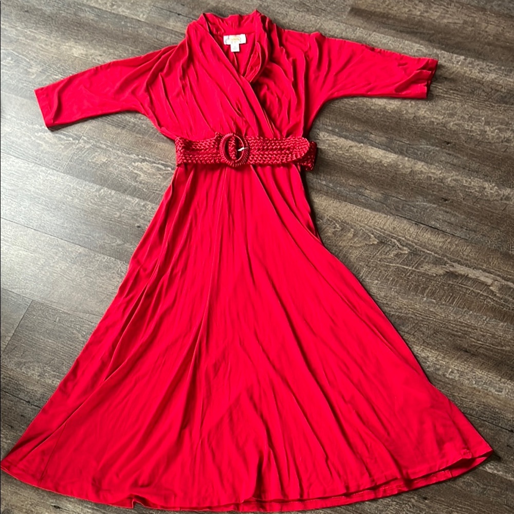 Talbots Red Cowl Neck 3/4 Sleeve Dress